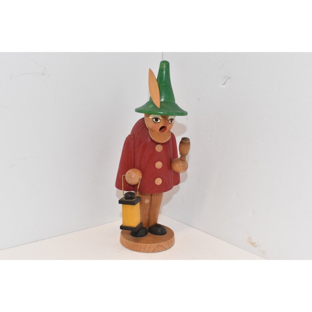 Echt Erzgebirge Holzkunst Mit Herz Red Gnome Smoker MISSING PIECE OF PIPE